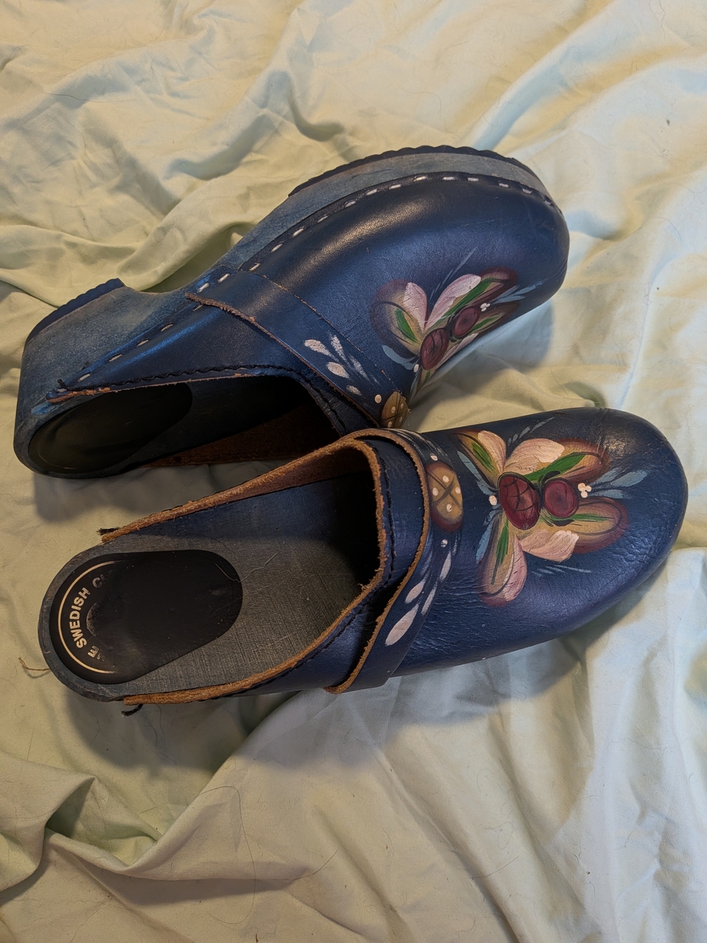 Vintage Swedish Hand-Painted Clogs